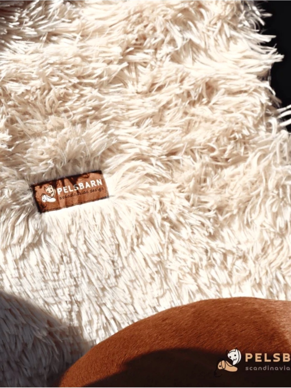 Pelsbarn Cream Shaggy Dog car seat Cover - Plush Travel Pad size Small